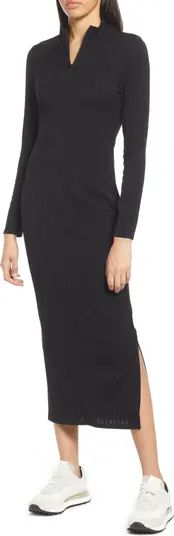Ribbed Long Sleeve Zip Front Sweater Dress | Nordstrom