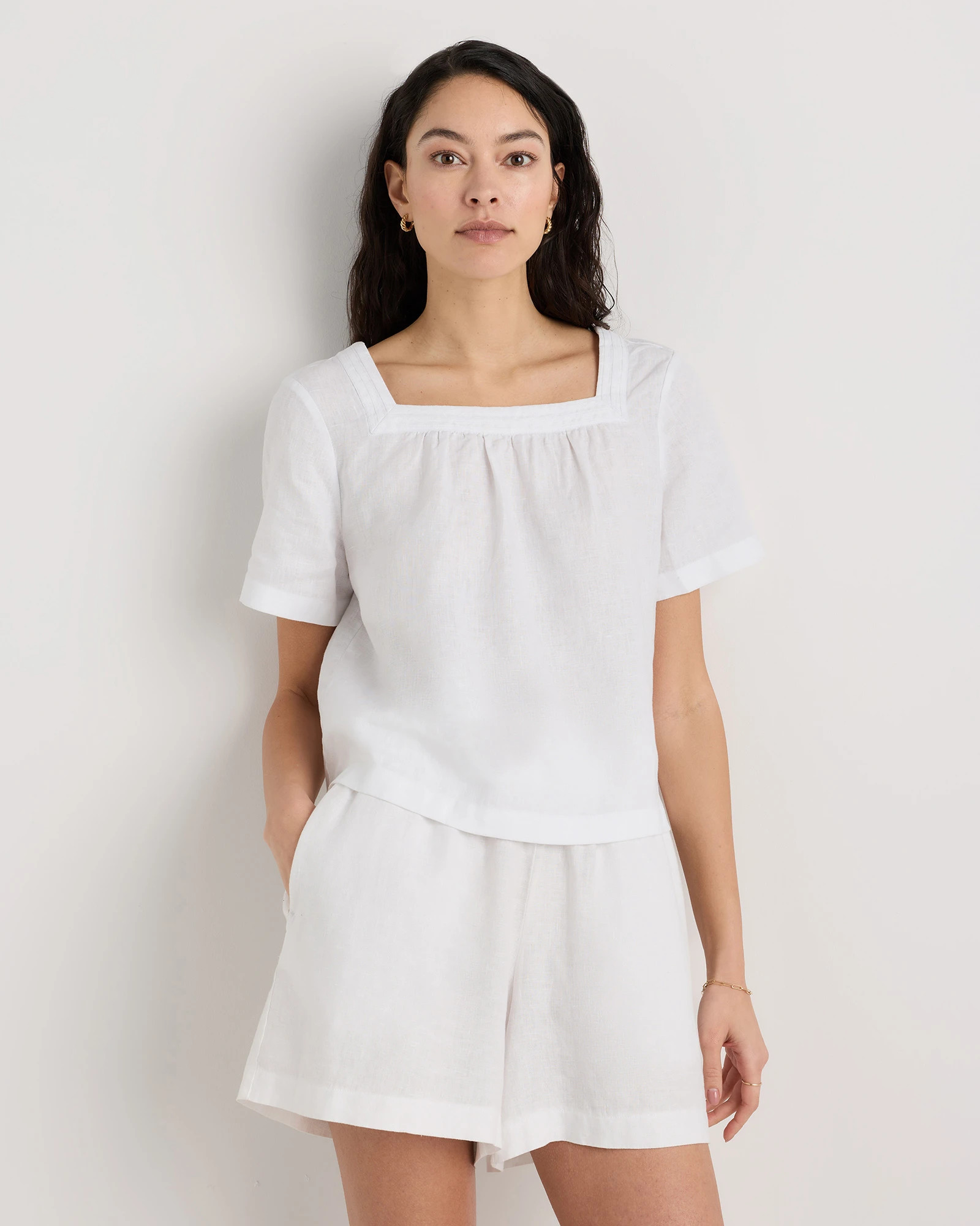 100% European Linen Square Neck Swing Top | Quince