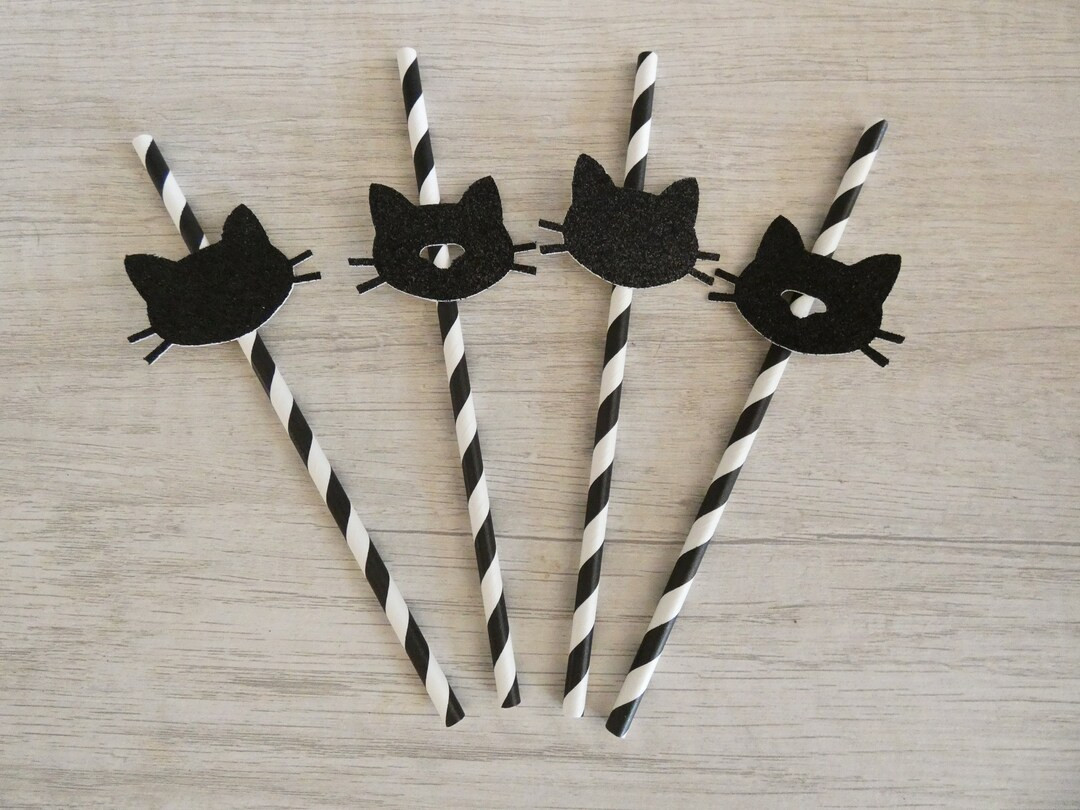 Cat Straws/black Cat Straws/kitty Party/kitty Birthday - Etsy | Etsy (US)