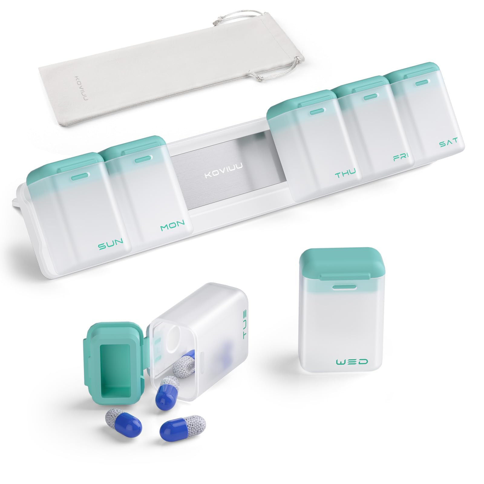Weekly Pill Organizer Magnetic, Removable Pill Box 7 Day 1 Time a Day, Large Pill Case Travel, We... | Amazon (US)