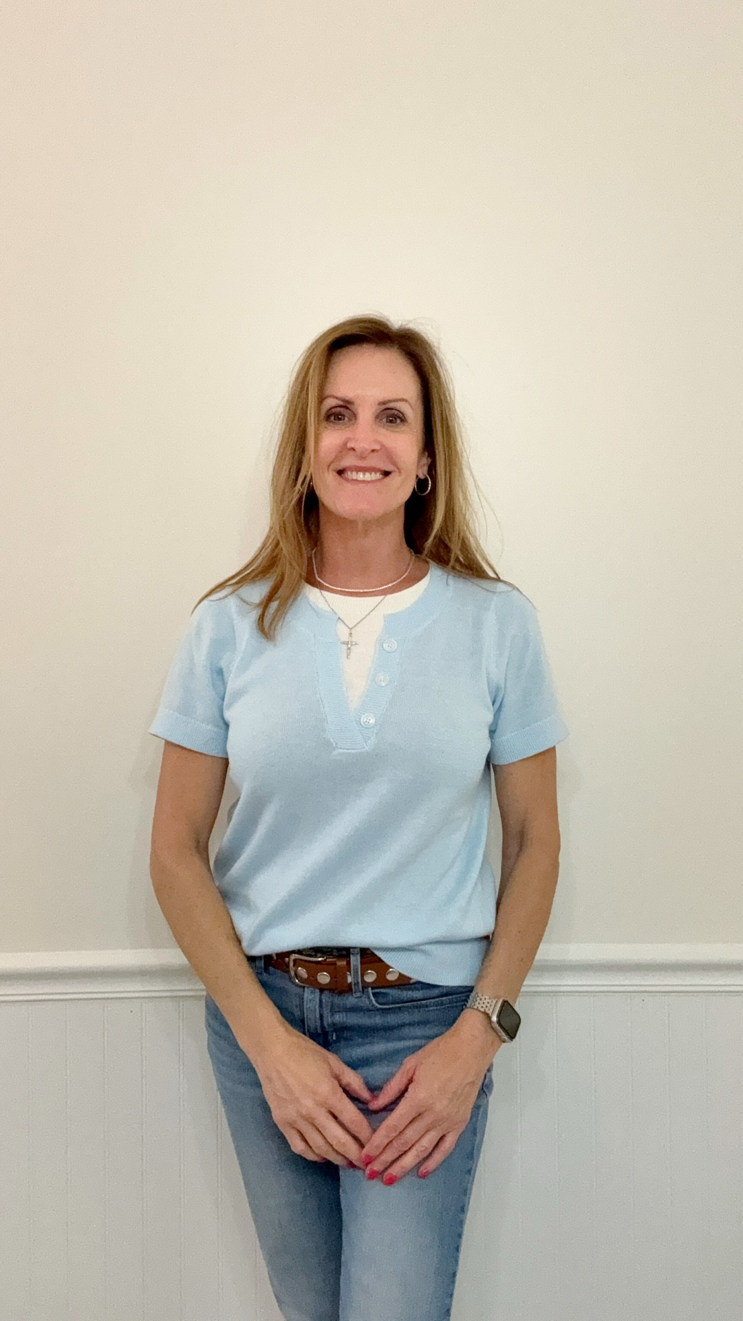 If you live the layered look, this top is for you!  It’s a lightweight sweater material that comes in several color choices. Wear it with jeans or white pants/short 
***I’m wearing a small 

#LTKSaleAlert #LTKOver40 #LTKSeasonal