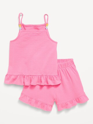 Textured Ruffle-Trim Tank Top and Shorts Set for Toddler Girls | Old Navy (US)