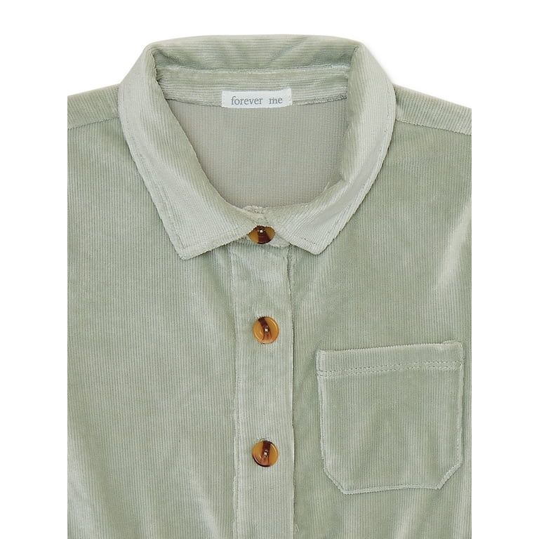 Forever Me Girls Corduroy Button Front Shirt Dress, Sizes 4-12 - Walmart.com | Walmart (US)