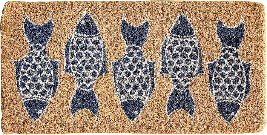 Creative Co-Op Natural Coir Doormat with Fish Images | Amazon (US)