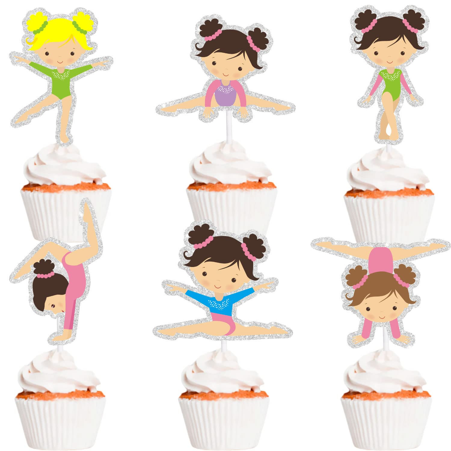 Gymnastics Cupcake Topper Set of 18 PCS - Ideal for Gymnast Birthday Party or Gymnastics Party Fl... | Amazon (US)