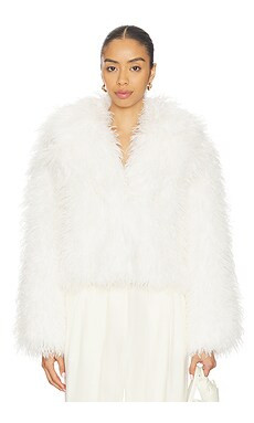 Hudson Jeans Mongauxlian Cropped Coat in Natural from Revolve.com | Revolve Clothing (Global)