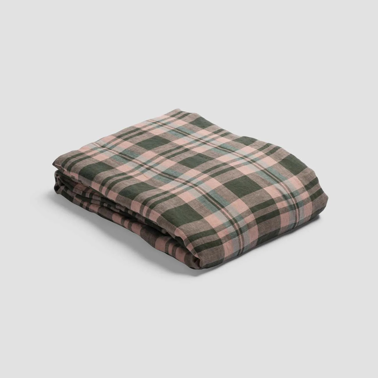 Fern Green Check Linen Duvet Cover - Super King | Piglet