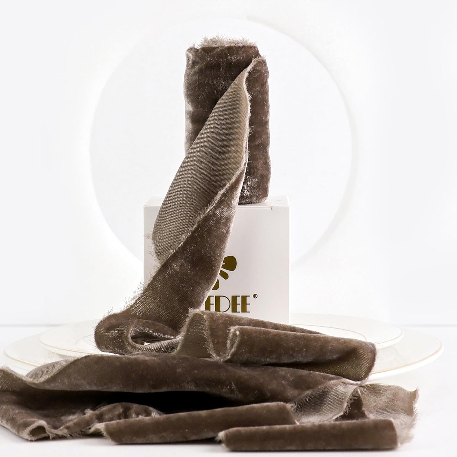 MEEDEE Brown Velvet Ribbon 3 Inch Brown Velvet Ribbon Fringe Velvet Ribbon Raw Edge Silk Velvet R... | Amazon (US)