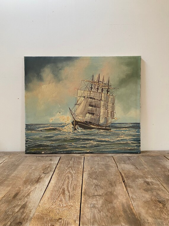 1970s Dutch Traditional Sailboat Oil Painting Boat Oil - Etsy | Etsy (US)