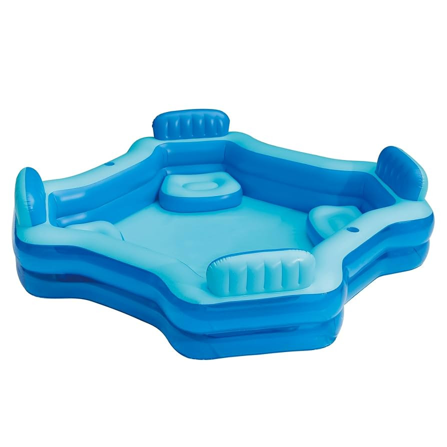 Blue Deluxe Comfort Inflatable Family Swimming Pool, 4 Seats, Square, Age 6 & Up - Seats Up for 4... | Amazon (US)