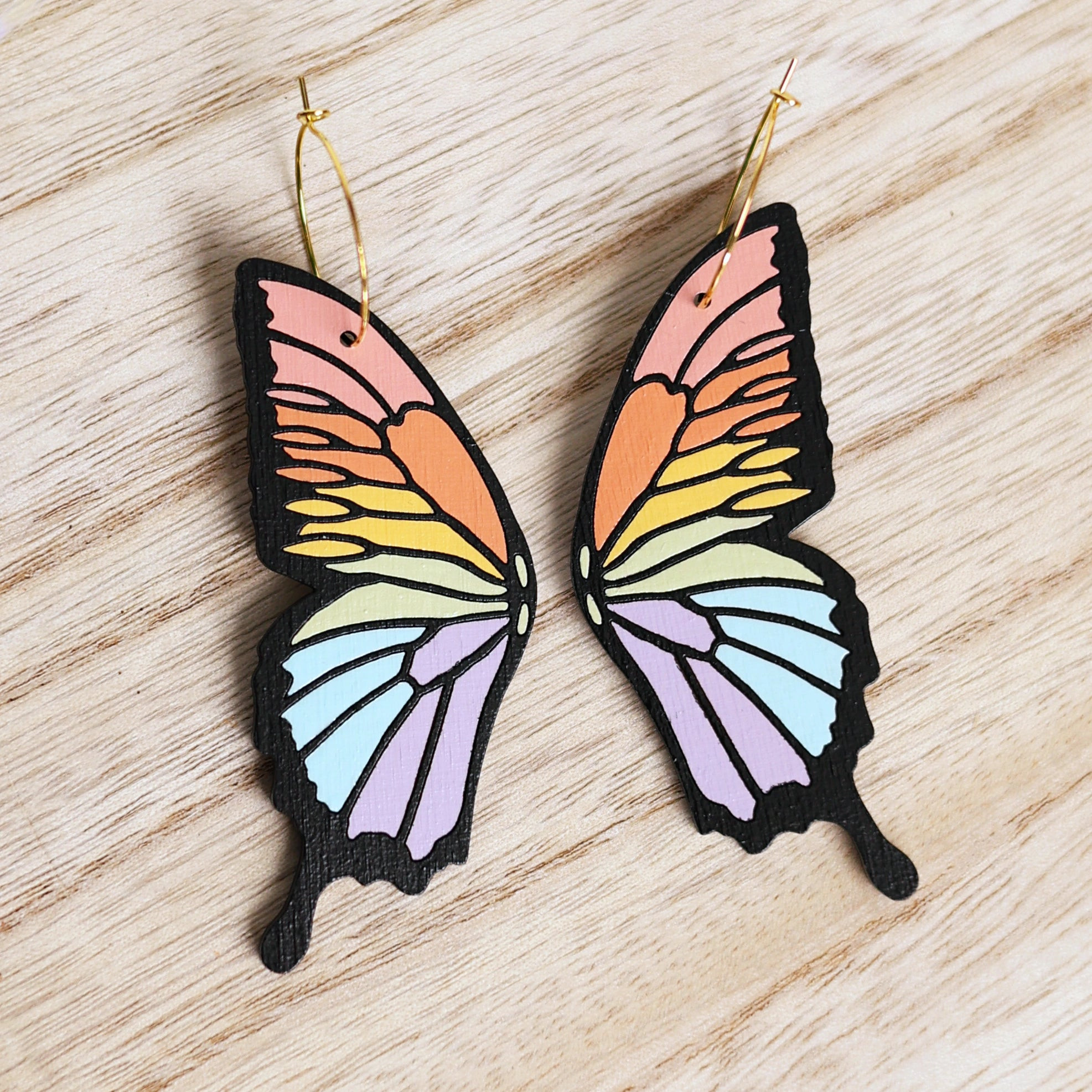 Pastel Rainbow Butterfly Hoops | Le Chic Miami