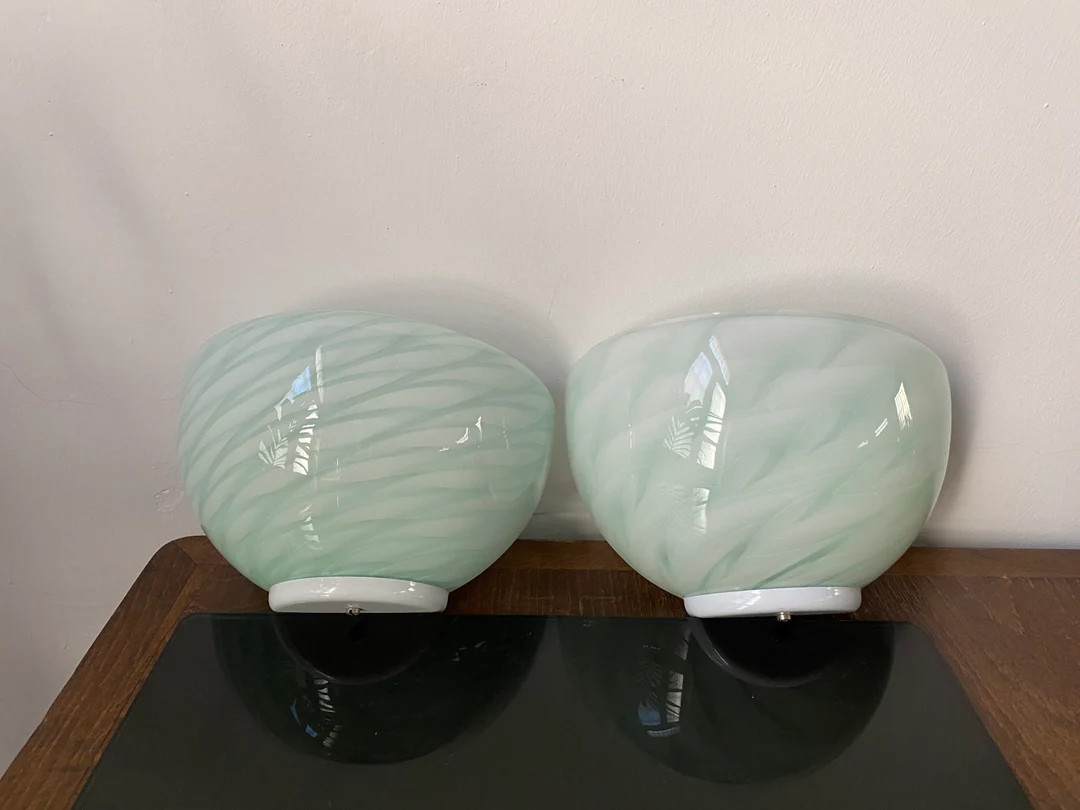 Mid Century Murano Glass Sconces Gold  Metal And Murano  Glass Shades Wall Lights Modernist Wall ... | Etsy (US)