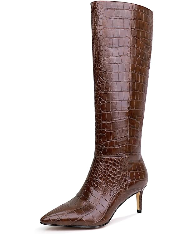 wetkiss Knee High Boots for Women, with Kitten Heel and Pointed Toe Design, Classic and Sexy | Amazon (US)