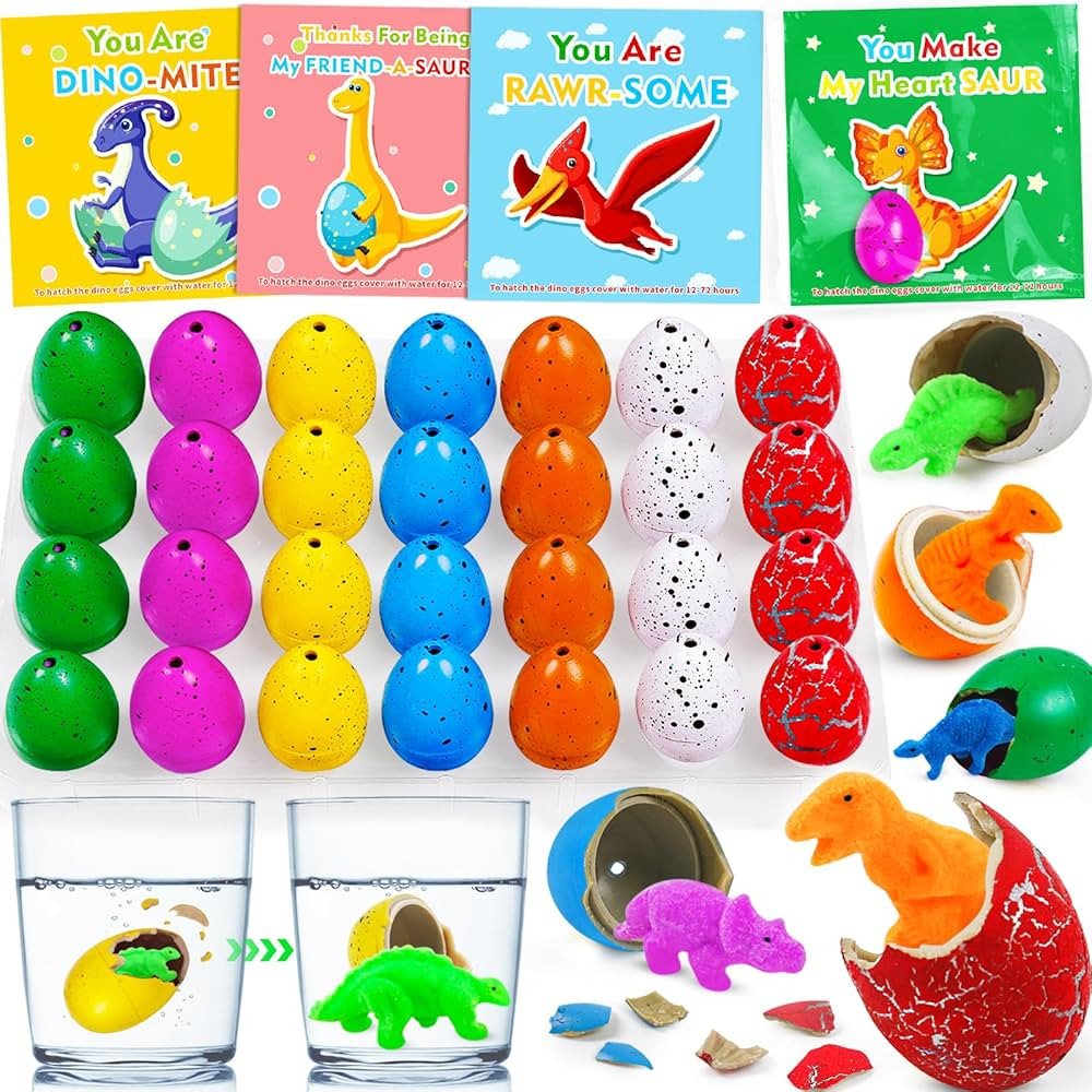 28Pack Valentines Day Gifts for Kids - Hatching Dinosaur Eggs with Valentines Cards for Kids Clas... | Amazon (US)