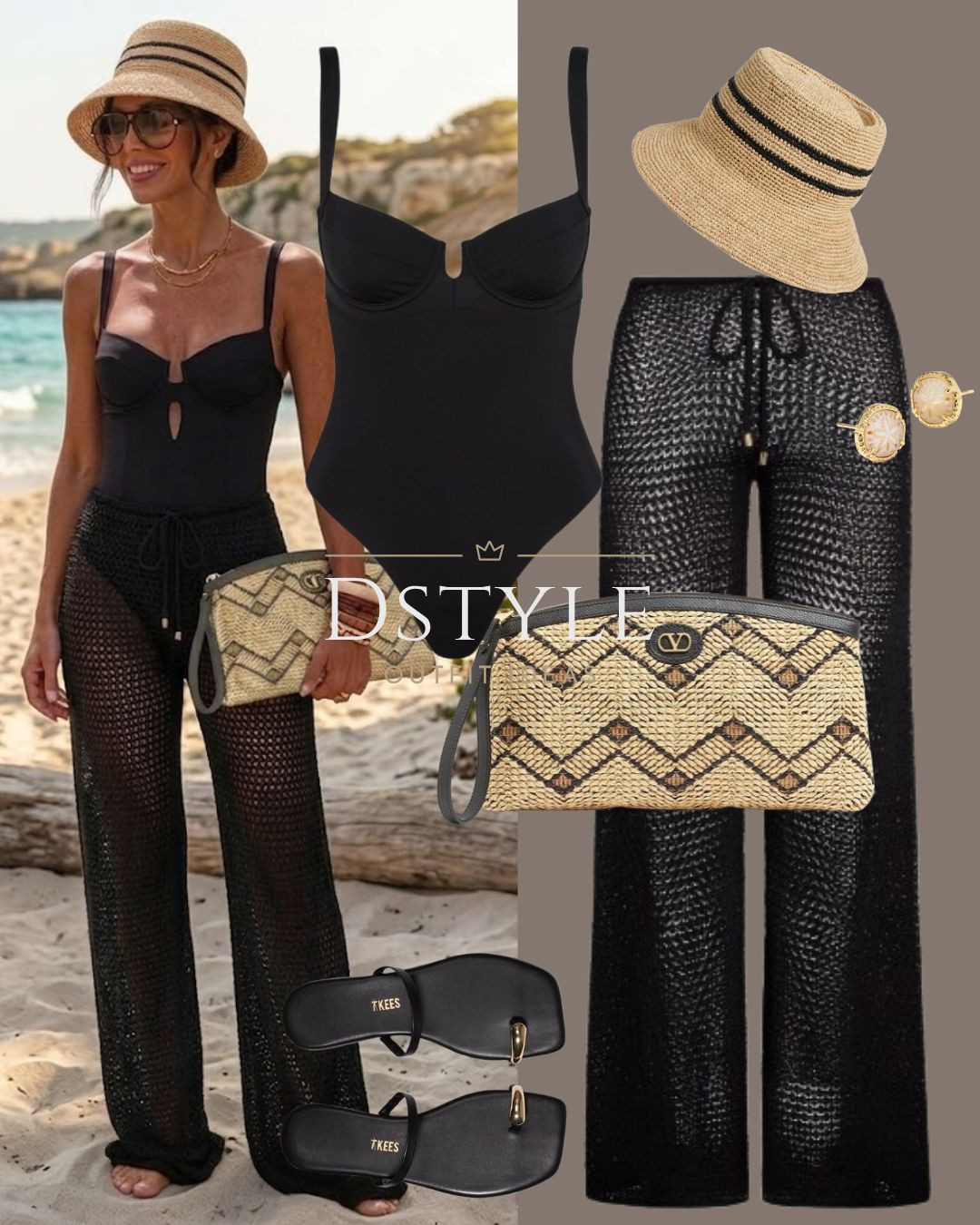 Beach day glam ☀️ Pairing a structured black swimsuit with sheer crochet cover-up pants, a straw bucket hat, and a raffia clutch. Perfect for pool days or tropical getaways!

#BeachStyle #CrochetPants #Resortwear #SwimsuitInspo #VacationOutfit

#LTKootd