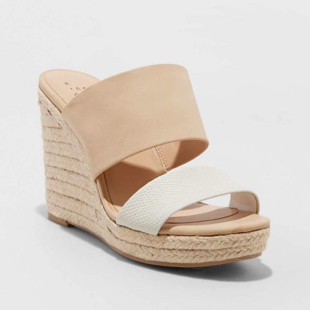 Women's Adelina Two Band Espadrille Slide Sandals - A New Day Blush 7.5 | Target