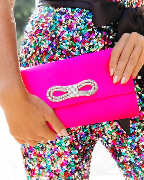 Gala Satin Embellished Clutch - Pink | VICI