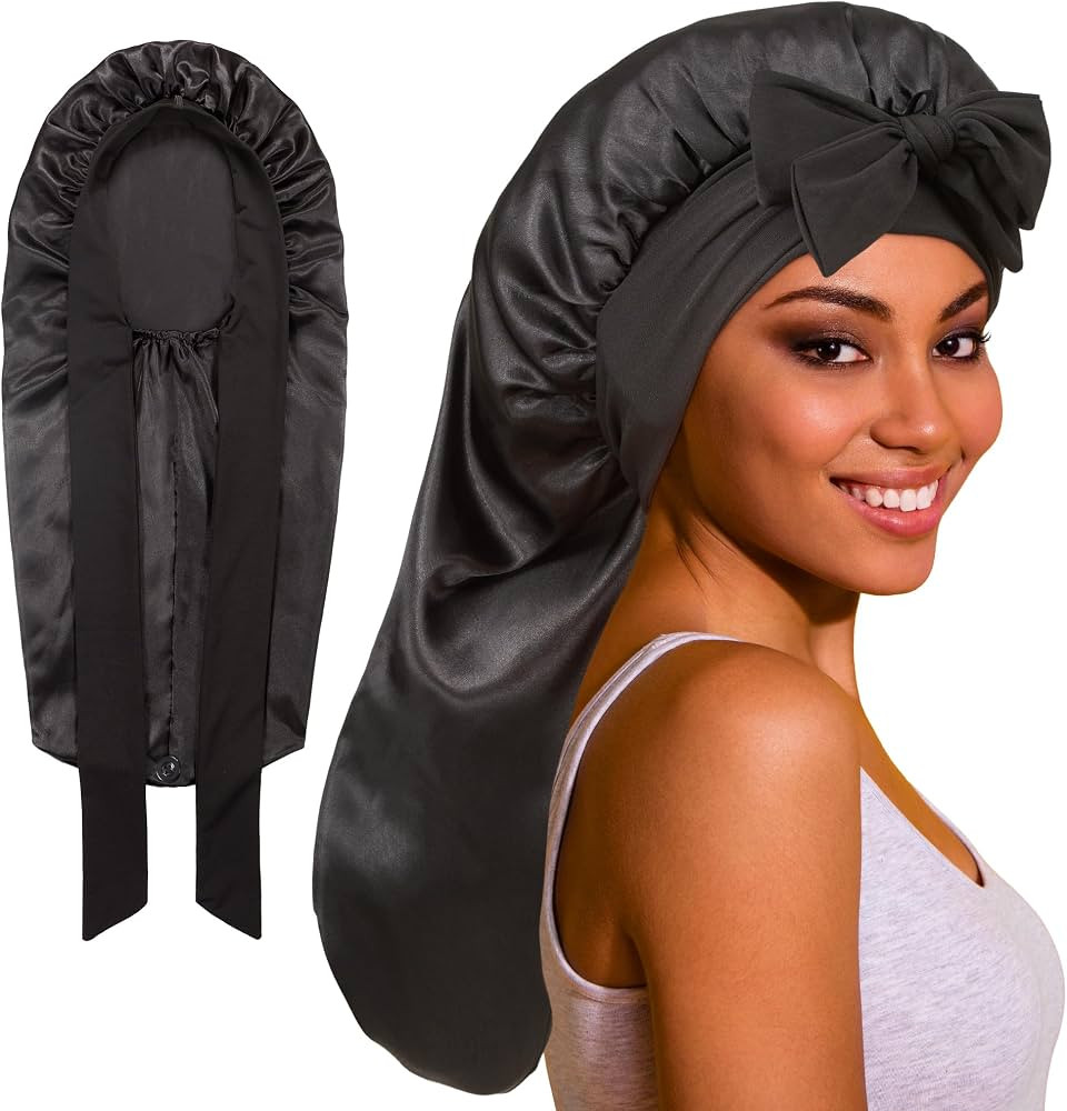 ROYBENS Long Bonnet Satin Hair Silk Bonnet for Sleeping Women, Silky Bonnets for Women with Tie B... | Amazon (US)