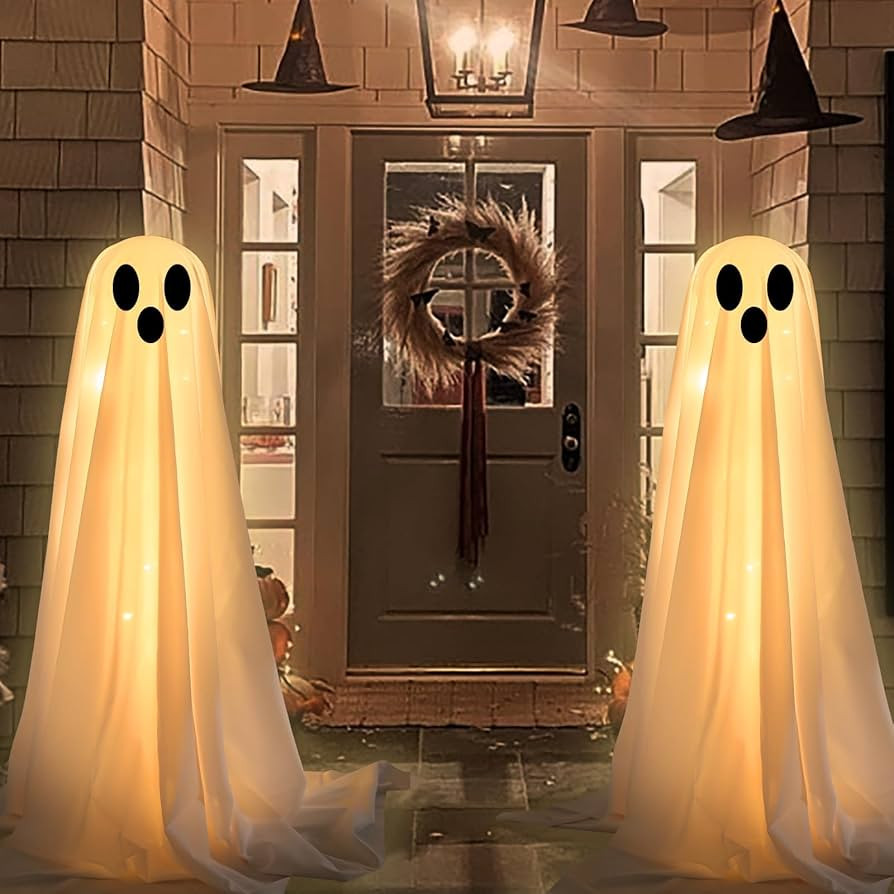 Halloween Outdoor Decorations - DIY 1 Pieces Large Glowing White Cloth Ghosts - Cute Ghosts - Lig... | Amazon (US)