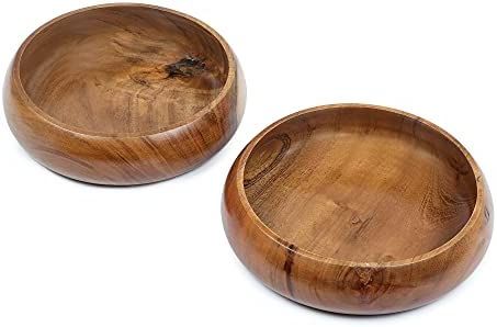 Lavaux Designs Acacia wood salad bowl set of 2 large bowls 8 x 2 inches (25 oz.), big salad bowl,... | Amazon (US)