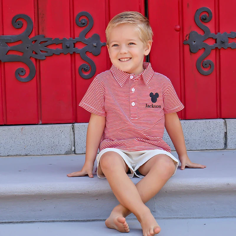 Mouse Ears Red Stripe Polo | Classic Whimsy
