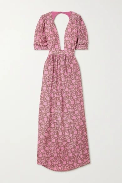 Hannah Artwear - Net Sustain Surya Open-back Printed Silk Maxi Dress - Pink | NET-A-PORTER (US)