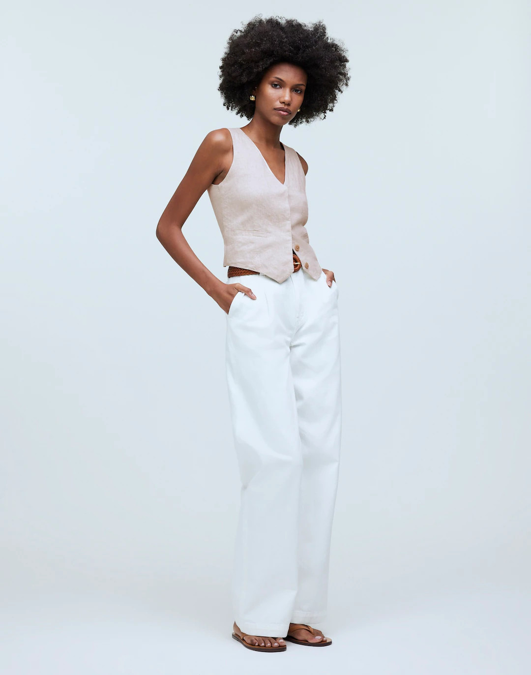 Single-Breasted Vest in 100% Linen | Madewell