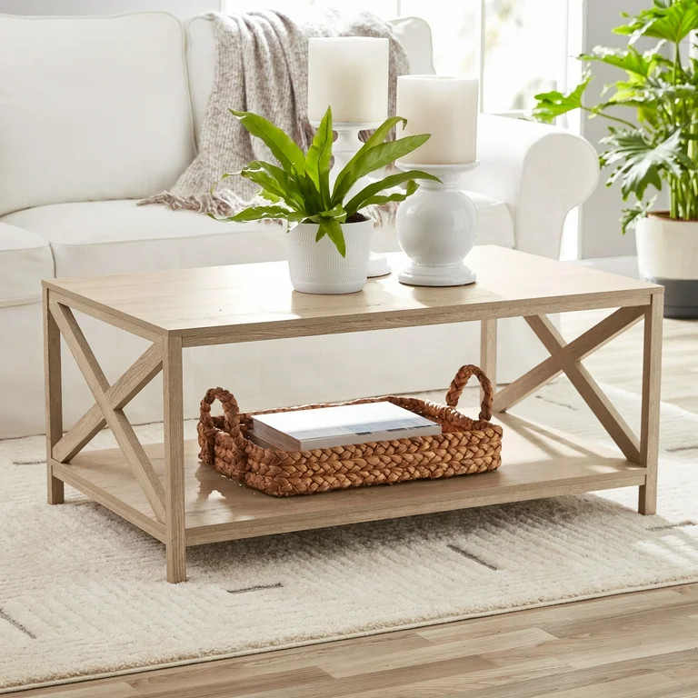 Mainstays Farmhouse X Design Coffee Table, Rustic Gray | Walmart (US)