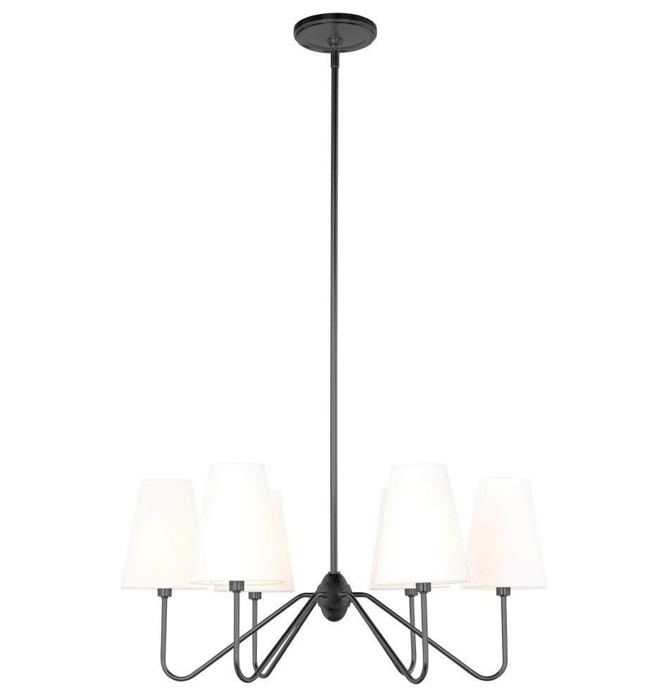 Berkshire 6 Arm Chandelier with Linen Shades | Rejuvenation