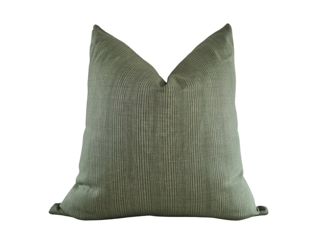 ALEX | Green Stripe Linen Cushion Cover, Stripe Linen Pillow, Green Throw Pillow, Farmhouse Pillo... | Etsy (UK)