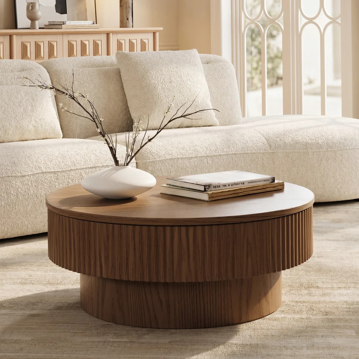 Round Drum Coffee Table with Storage | Wayfair North America