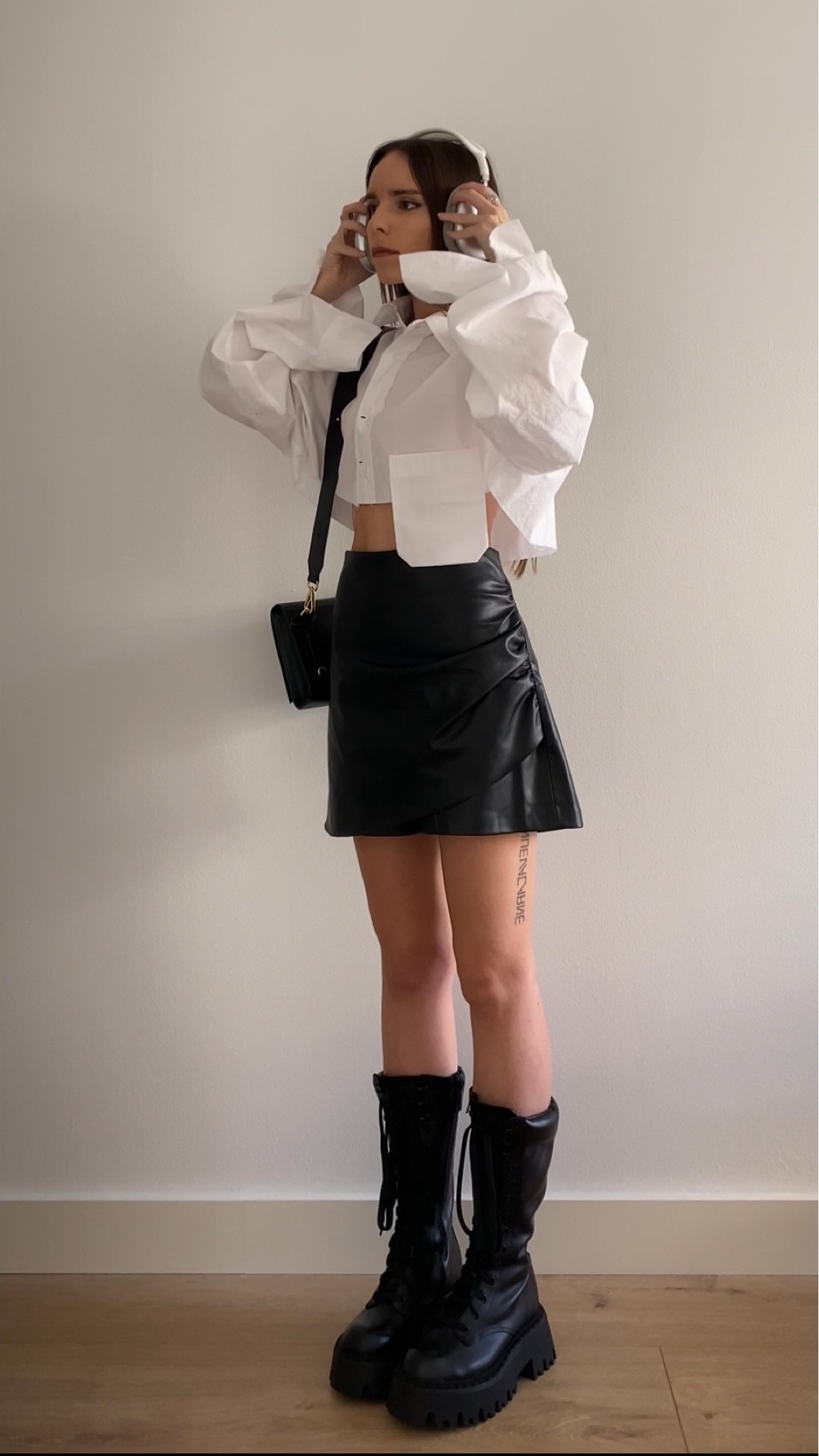 Black and white outfit for fall🖤 And favorite black combat boots 

#LTKstyletip #LTKeurope #LTKshoecrush