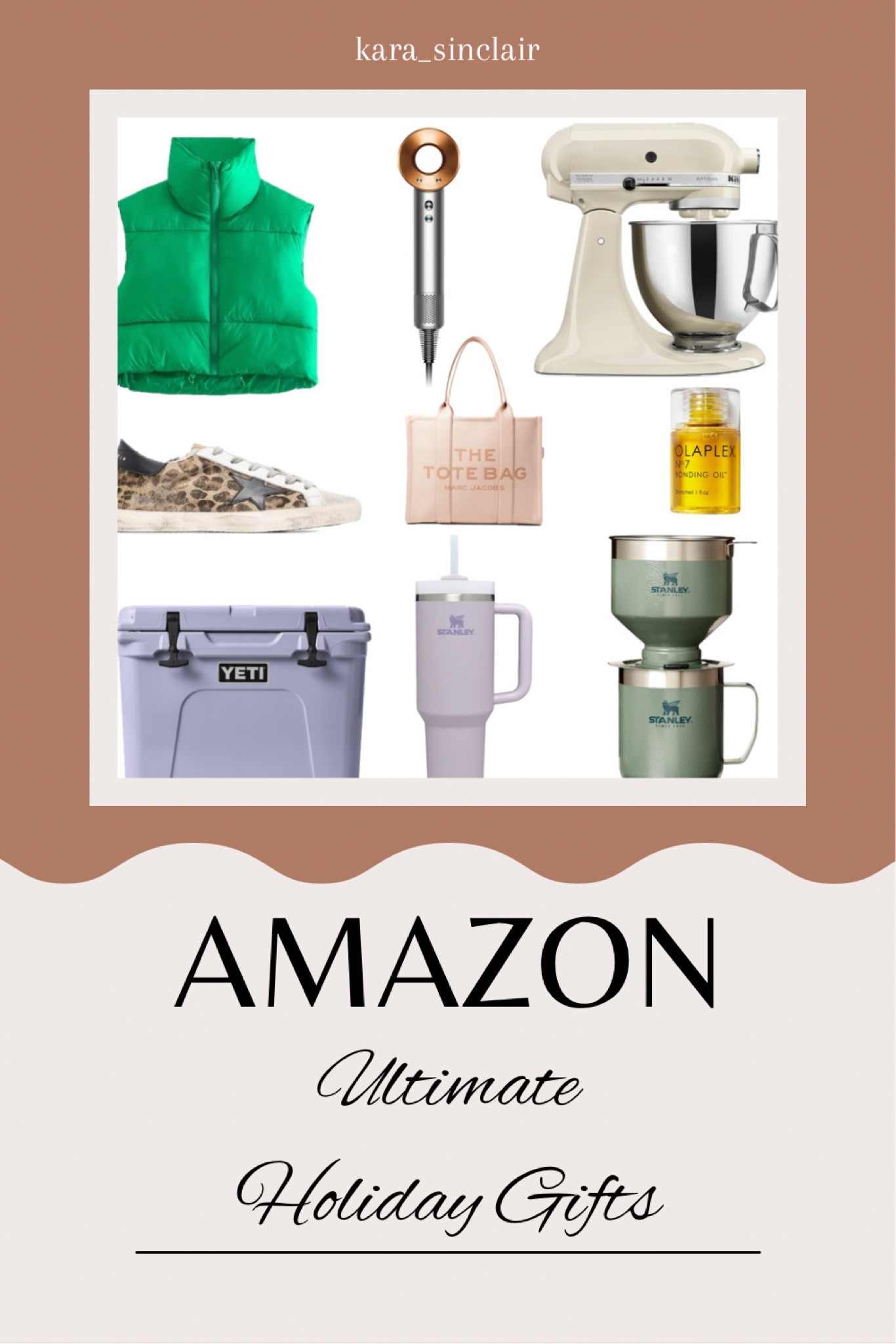 Amazon’s top picks to gift this season! 

Yeti 
Stanley 
The tote bag
Golden Goose 
Olaplex 
Dyson 
Stand mixer 
Puffer vest 

#LTKHoliday #LTKSeasonal #LTKGiftGuide
