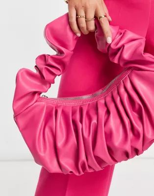 ASOS DESIGN super ruched shoulder bag in hot pink | ASOS (Global)