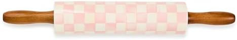 MACKENZIE-CHILDS Rolling Pin, Ceramic Decorative Roller Pin for Baking, Pink-and-White Rosy Check | Amazon (US)