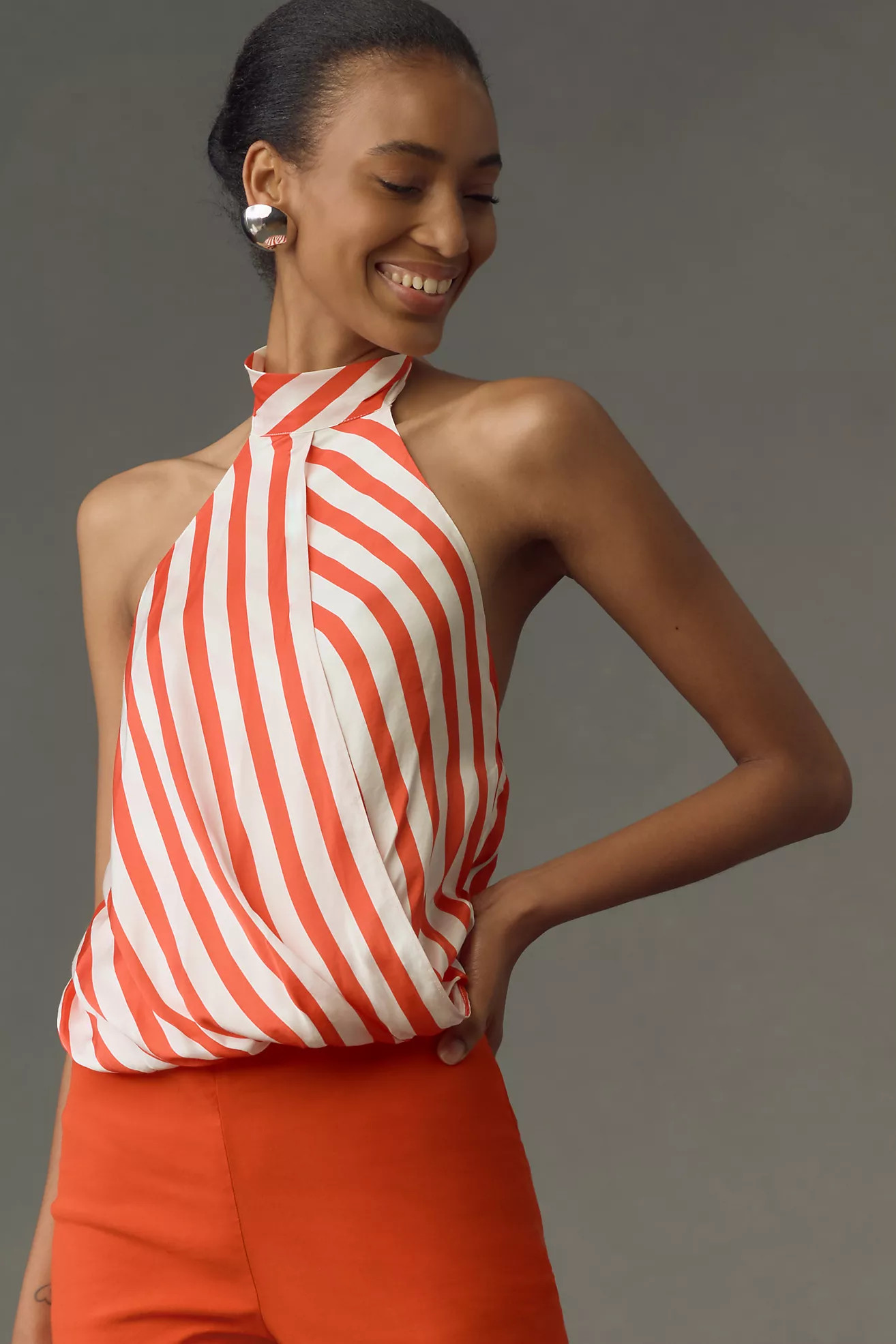 Maeve Halter Scarf Bubble-Hem Tank | Anthropologie (US)