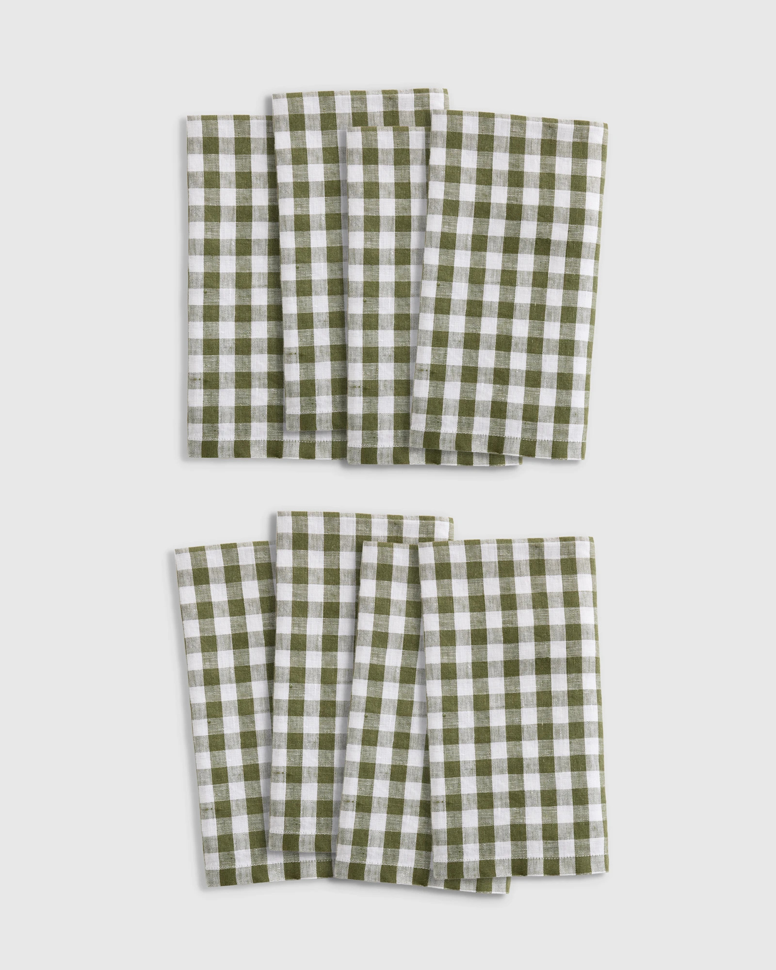 Quince | European Linen Gingham Napkins in Olive | Quince