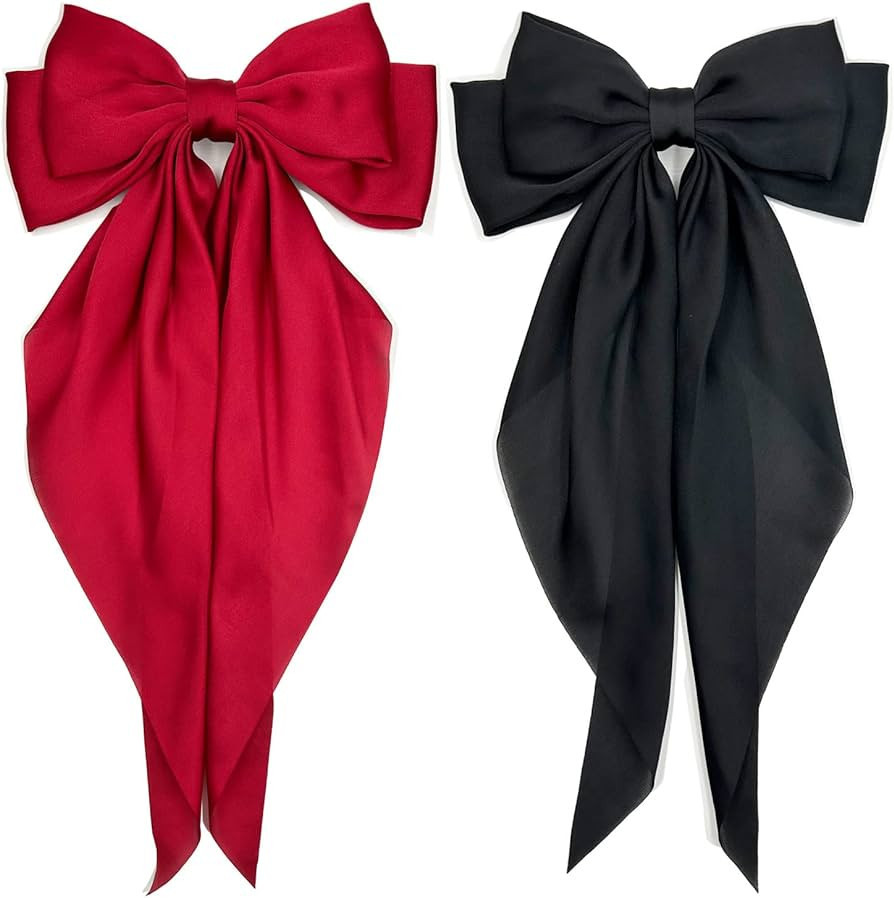 Satin Hair Barrettes Clip for Women Large Bow Hair Slides Metal Clips French Barrette Bowknot wit... | Amazon (US)