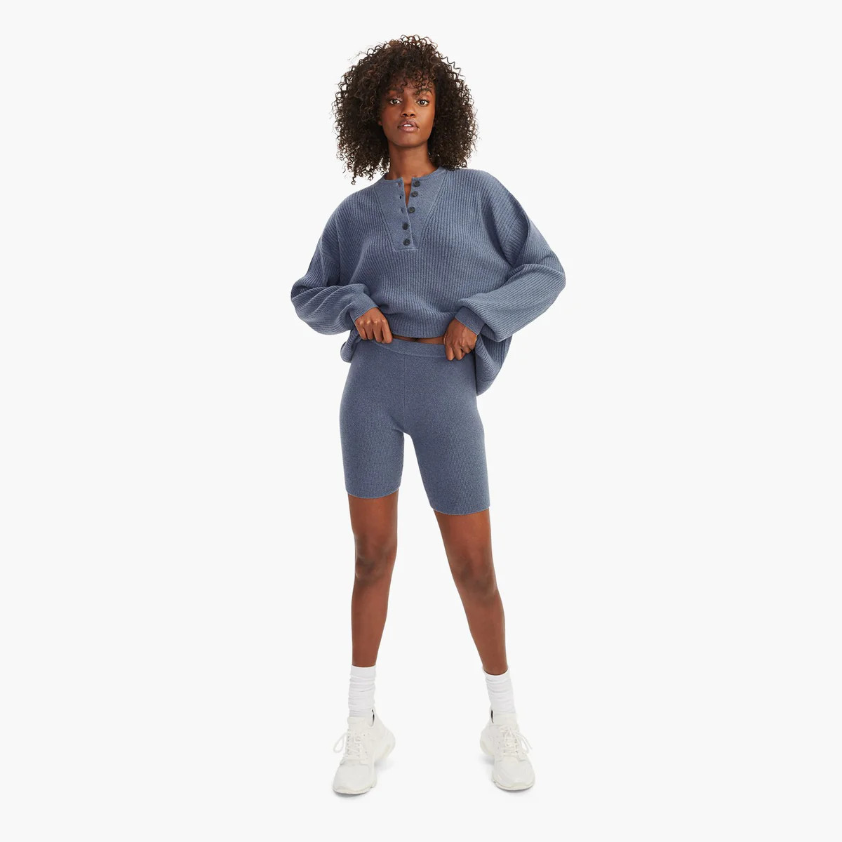 Recycled Cashmere Ribbed Biker Short | NAADAM