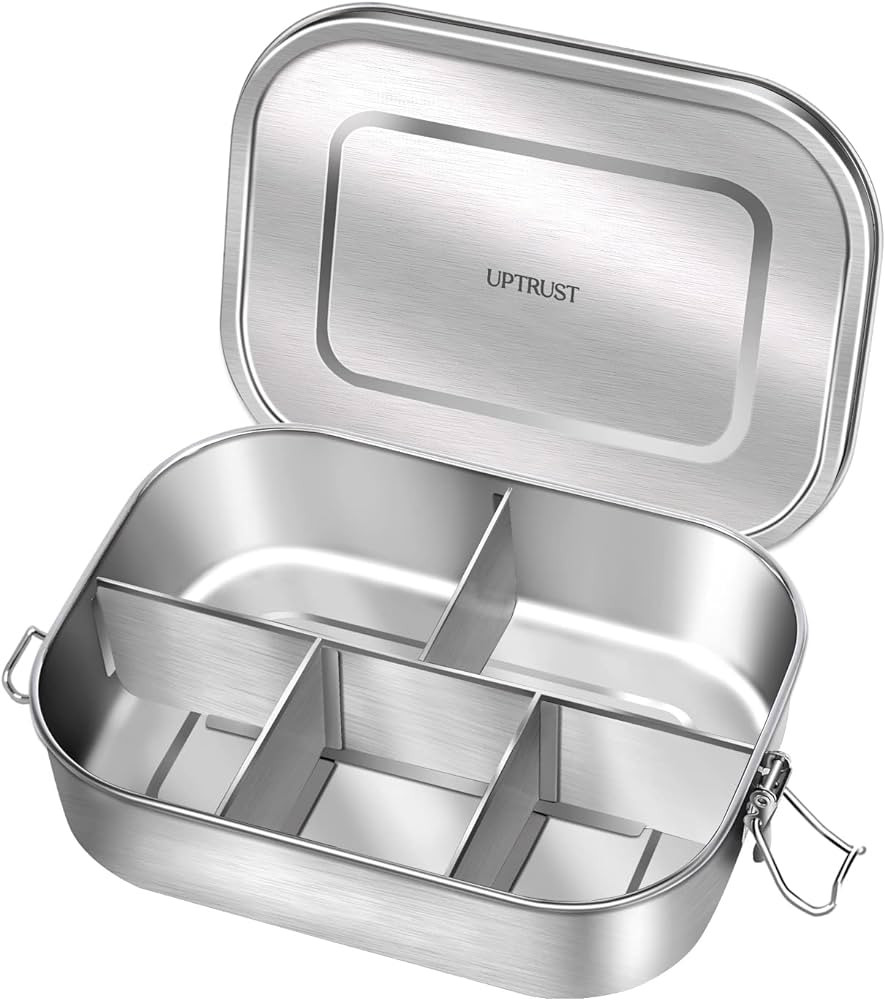 UPTRUST Stainless Steel Bento Lunch Food Box Container, 5-Compartment Large 1400ML Metal Bento Lu... | Amazon (US)