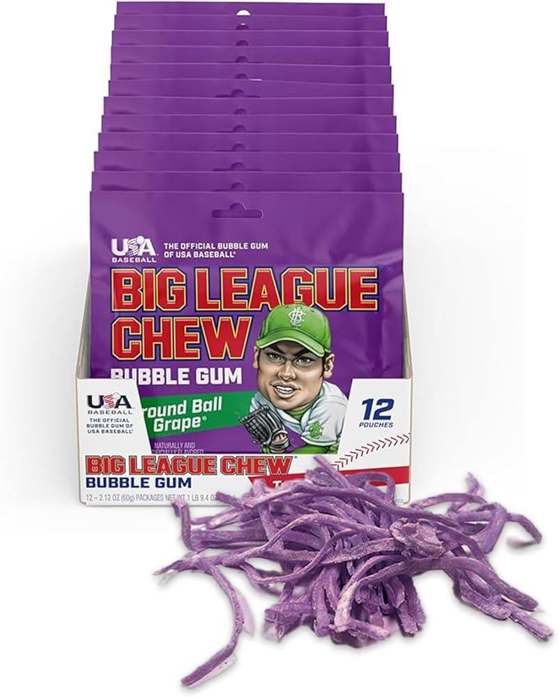 Big League Chew Ground Ball Grape Bubble Gum - Juicy Grape Flavor Explosion | Ideal for Baseball ... | Amazon (US)