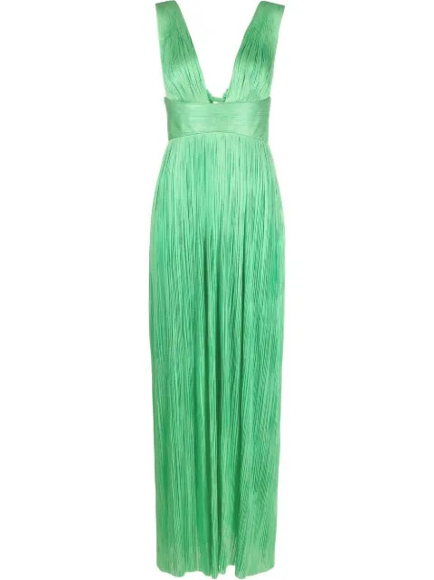 pleated V-neck silk gown | Farfetch (US)