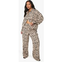 boohoo Women's Plus Snake Drawstring Waist Wide Leg Trousers | Size: 24 | Woven | boohoo (US & Canada)
