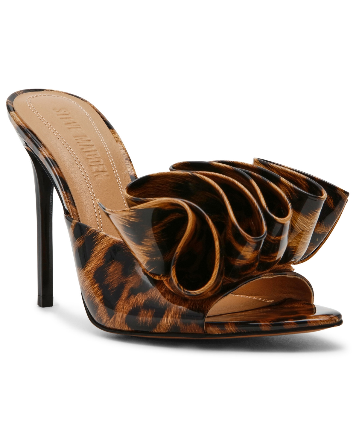 Steve Madden Women's Affinity Ruffle High-Heel Dress Mules - Leopard Patent | Macy's