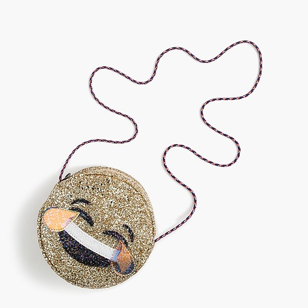 Girls' glitter laughing emoji bag | J.Crew US