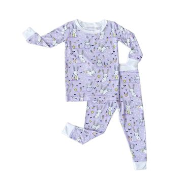 Lavender Bunnies Two-Piece Bamboo Viscose Pajama Set | Little Sleepies