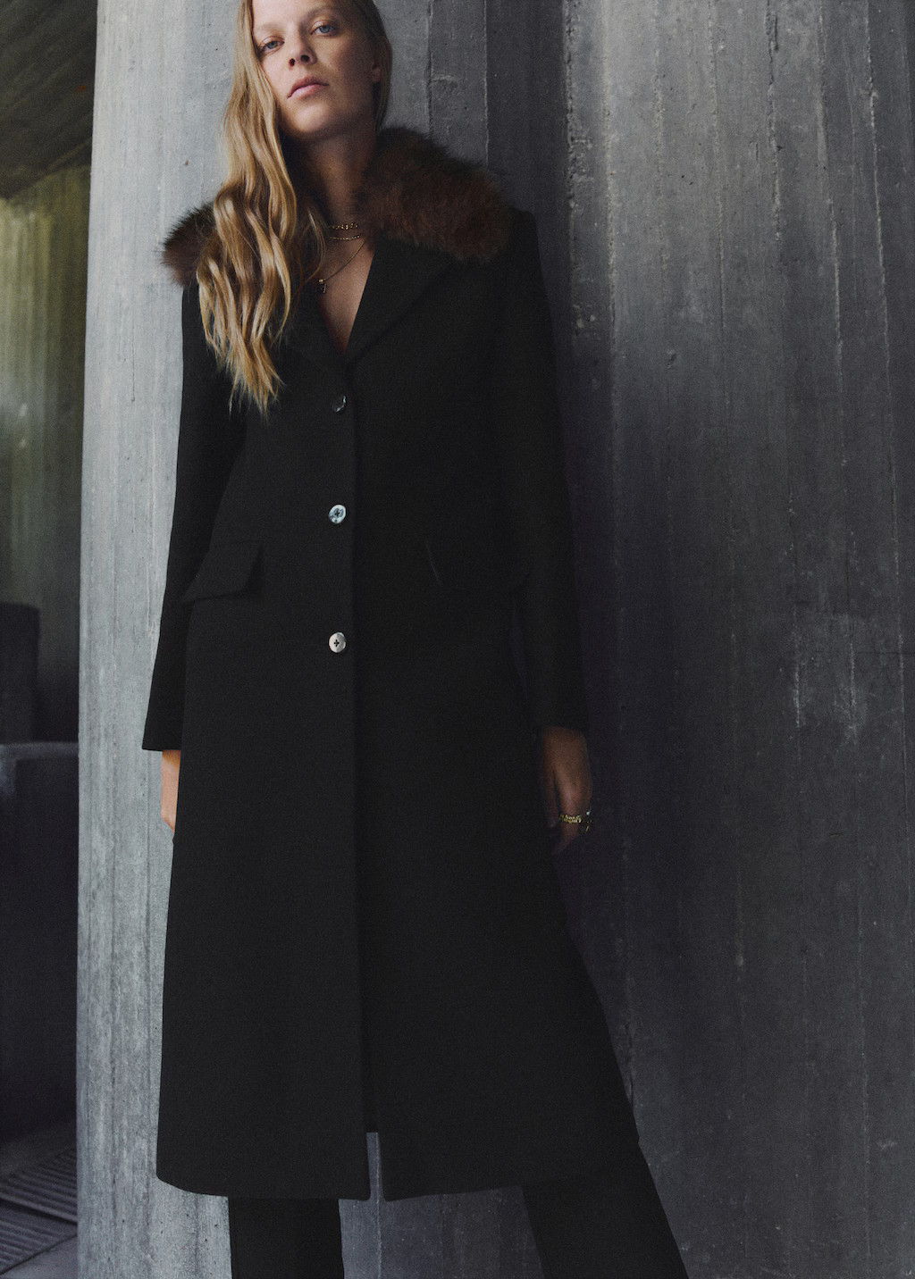 Wool coat with fur collar | Mango (US/MX/AU)