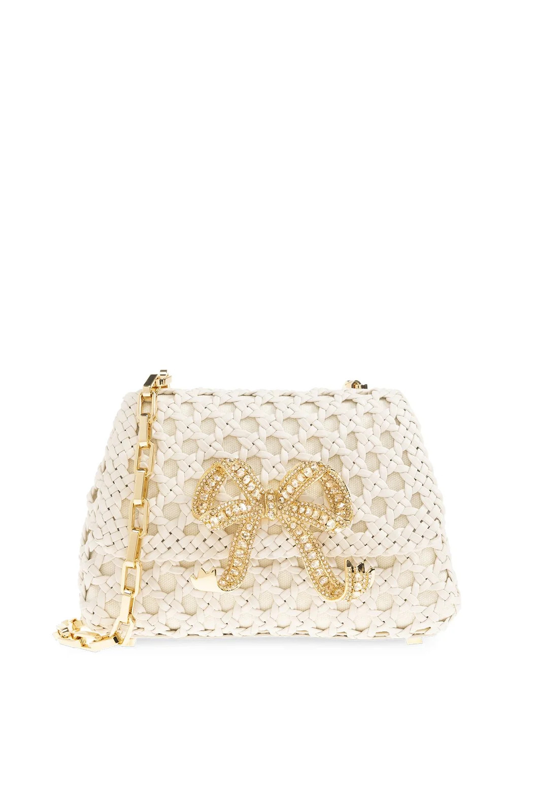 Self-Portrait Bow-Embellished Chain-Linked Crossbody Bag | Cettire Global