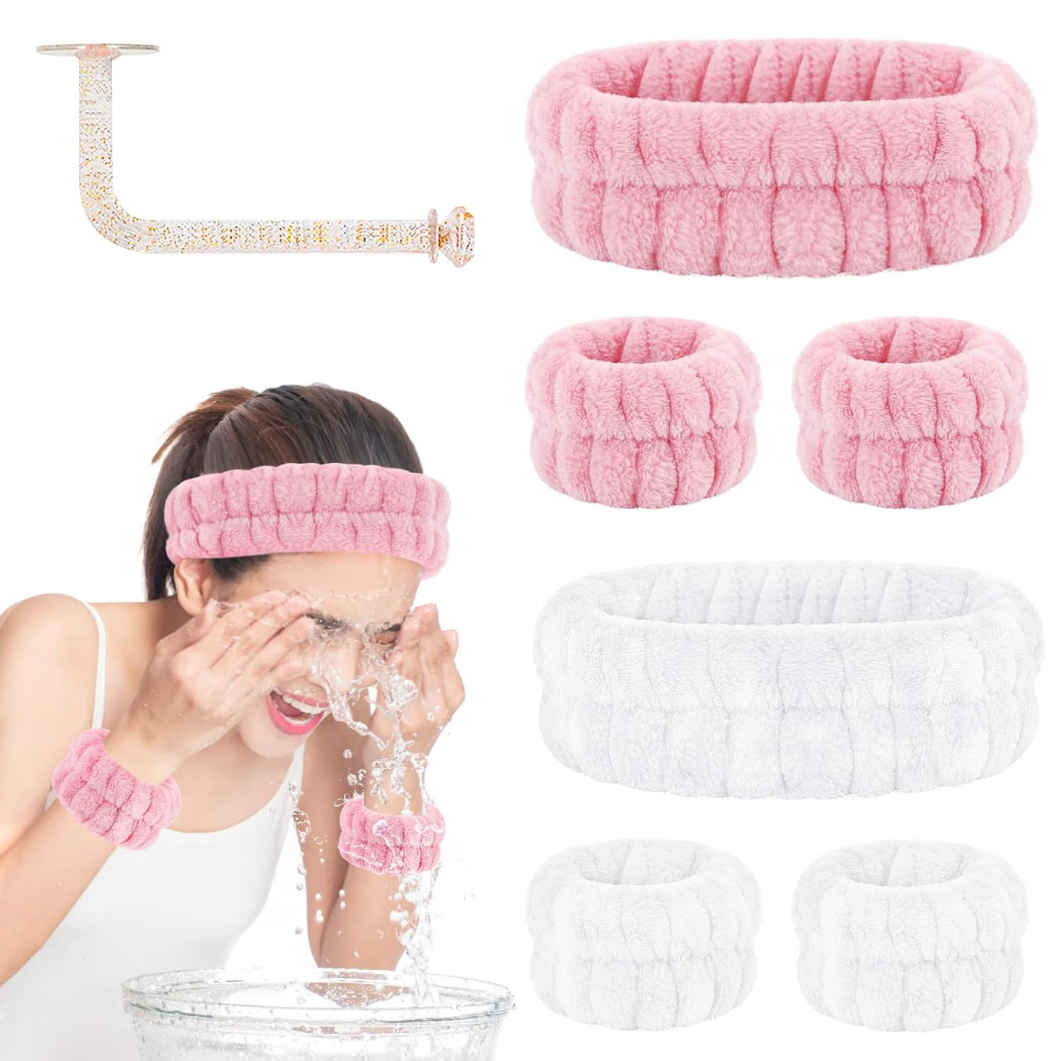 Face Wash Set - Headband and Absorbent Microfiber Wristbands with Holder for Face Washing and Spa... | Amazon (US)