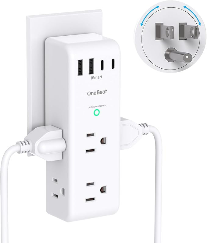 Surge Protector Outlet Extender - with Rotating Plug, 6 AC Multi Plug Outlet with 4 USB Ports (2 ... | Amazon (US)